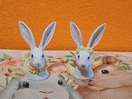 %% .... 2 er Set Hase mit Blumenkranz Oster Deko - Rheinbach