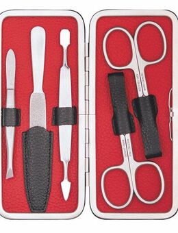 ERBE Maniküre-Etui Colorado, 5 tlg., Echtleder, Kontrastnähte, Druckknopfverschluss, rostfreie Instrumente