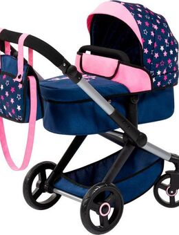 Bayer Kombi-Puppenwagen Xeo, blau/pink Sternchen