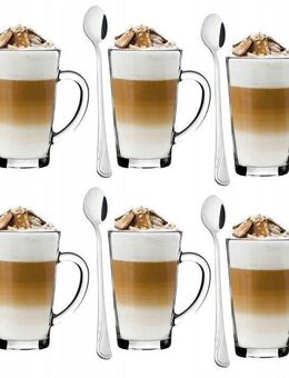 6 Kaffeegläser 370ml Latte Macchiato Gläser Set 6 Löffel Gastro Küche - Wuppertal