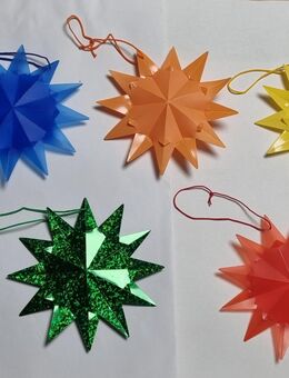 5x Weihnachtssterne, Deko, in 5 Farben zum Anhängen - Odderade