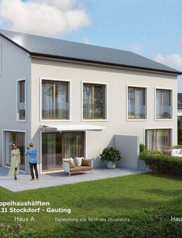 elegante Doppelhaushälfte, ruhiger großer Südgarten, Baubeginn erfolgt und Nachbarhälfte bereits verkauft - Gauting