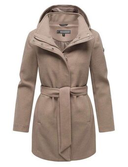 Marikoo Kurzmantel Katalinaa Eleganter Wickel Mantel mit Taillengürtel und Oversized Hood Kapuze
