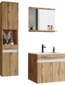 welltime Badmöbel-Set COIN, (Set, 3-St), grifflose Badmöbel-Set, 3 Dekorplatten in verschiedenen Farben