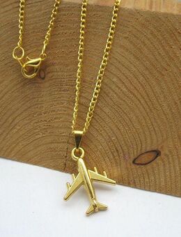 ☝️☝️☝️ Halskette Golden + Anhänger Flugzeug, NEU ⭐⭐⭐⭐⭐ - Gersthofen