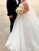 Hochzeitskleid, Brautkleid, Prinzessin, A- Linie mit Schleier Und Kopfschmuck in 88471