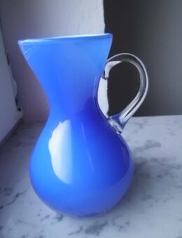 Glas Vase blau Krug Blumenvase 14 cm Vintage Retro 3,- - Flensburg