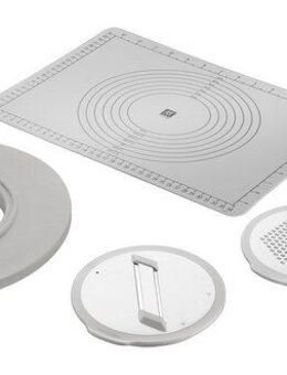 Zwilling Schüssel Fresh & Save BOWLS - Zubehör-Set, Accessoire-Set, 5-teilig, Kunststoff, (Set, 5-tlg), Spritzschutz, 3 Reibeaufsätze, backofenfeste Anti-Rutsch-Silikonmatte