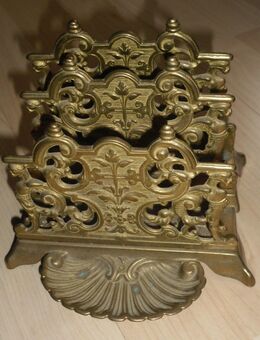 Antiker Jugendstil Briefhalter Briefständer verzierter Messing alt Büro Schreibtisch Briefablage - Wiehl