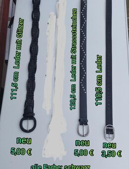 12 Gürtel neu + gebraucht, Leder-Stretch-Gürtel, 5 Bilder - Immenhausen