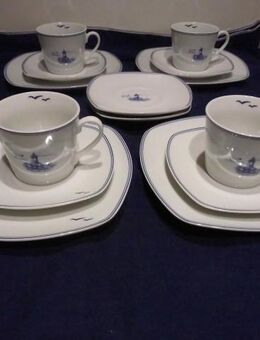 Unser Norden Kaffeetassen+Teller 4 Kaffee-Gedecke Leuchtturm - Flensburg