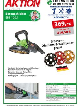 EIBENSTOCK Betonschleifer EBS 120.1 - AKTION - Laucha (Unstrut) Kirchscheidungen