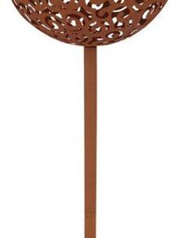 GLOBO LIGHTING LED Solarleuchte SOLARLEUCHTE METALL ROSTFARBEN, 1XLED, LED fest integriert, Warmweiß, Erdspitz mit Kugel ø: 185mm, H: 540mm