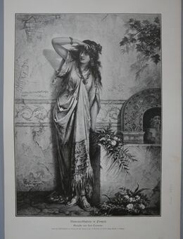 Kunstdruck , Blumenverkäuferin in Pompeji., Gemälde von Hera Coomans. , 1886 , Blatt 41cm x 28cm , M33 - Görlitz