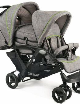 CHIC4BABY Geschwisterwagen Duo, jeans grey, mit herausnehmbarer Tragetasche, Kinderwagen