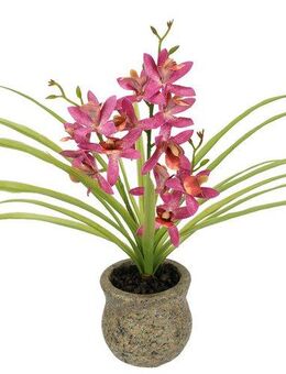 Kunstblume Kunstblume Schmetterling Orchidee mit Keramiktopf, I.GE.A., Höhe 38 cm, Mit Blätter Luftwurzeln Blume Kunstorchidee Phalaenopsis Kunstpflanze
