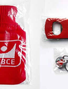 IG BCE: Wärmflasche mit Bezug, Flaschenöffner, Schlüsselanhänger mit Karabiner und EKW-Chip / NEU - Hamburg Hamburg-Nord
