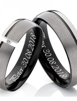 6mm breite Titanringe LUC7 mit Stein und Gravur - Aholming