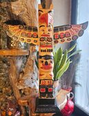 Totempfahl-Marterpfahl Höhe 60 cm aus Albesia Holz-Garten-Haus Dekoration-Totem pole wooden Little Big Horn Totempfahl Ausstellungstück Wie Bild in 56653