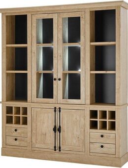 Home affaire Buffet Cornwall, Küchenschrank im Landhausstil, Anrichte, Eiche Dekor (1-St) Metallgriffe, 193 cm breit, viel Stauraum, inkl. Flascheneinteilung