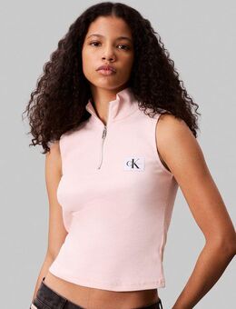 Calvin Klein Jeans Tanktop A- WOVEN LABEL SL QZ TOP Mit Rundhalsausschnitt