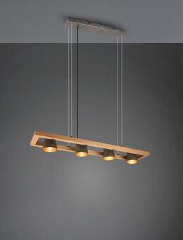 TRIO Leuchten Pendelleuchte Bell, Leuchtmittel wechselbar, ohne Leuchtmittel, Warmweiß, aus Holz mit Schirmen in Glocken-Design / Schirme nickel antik Optik