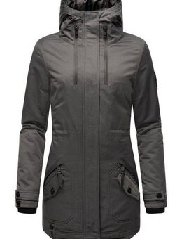 Navahoo Wintermantel Avrille II sportlicher Damen Winter Kurzmantel mit großer Kapuze