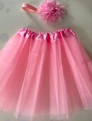 Mädchen Photo Shooting Baby Set Rock Tütü Stirnband Kleidung Kostüm Foto Outfit, ab 6 Monate Rosa Blume, NEU in 72459