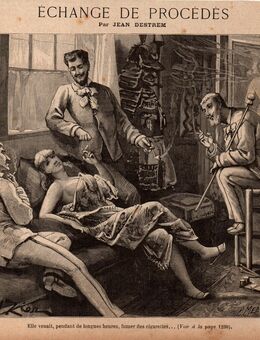 Grafik : Model im Künstleratelier , Grafik von Fortune Louis Meaulle , 1883 , Blattgröße 23cm x 22cm , M400 - Görlitz