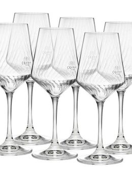 van Well Weinglas Eva, Weingläser 45 cl geeicht, 6 Stück, 6-tlg., Kristallglas, Relief-Optik, spülmaschinengeeignet