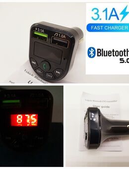 3in1 Bluetooth FM Transmitter Ladegerät Freisprecheinrichtung Neu - Neumünster