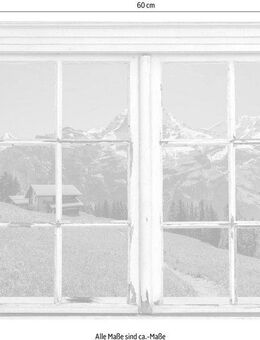 queence Wandsticker Hütte in den Bergen, Wandsticker, Wandbild, selbstklebend, 3D, Fenster