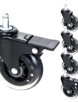 HMF 5x Hartbodenrollen für Bürostuhl Bremsfunktion 11mm #6810 - Birkenfeld (Baden-Württemberg)