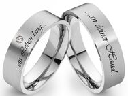 Edelstahlringe E173 mit Zirkonia oder Diamant und Außengravur - Aholming