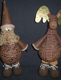 2 süße Deko-Figuren Wichtel und Elch im Herbst / Winter Look, auch einzeln! - Hürth