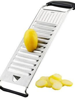 GEFU Gemüsehobel PATO, Edelstahl, Kunststoff, (1-St), 12 Klingen für gleichm. Kartoffelscheiben