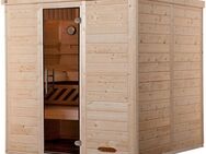 weka Sauna Premium-Massiv-Elementsauna KEMI 4, BxTxH: 195 x 193 x 200 cm, 45 mm, Blockbohlen, vorgefertigte Elemente, moderne Ganzglastür