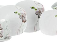 CreaTable Kombiservice Square Orchidee, Kombi-Service 30-tlg (30-tlg), 6 Personen, Porzellan, Fotorealistische Darstellung