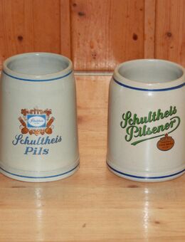 2 Schultheis Bierkrüge Steingut Keramik Steingut 2 x 0,4 L Vintage Schultheis Pils 0,4 L, Schultheis Pilsener 0,4 l - Borken