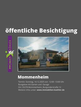 Mommenheim: Praktischer Bungalow mit liebevoll gepflegtem Garten und Grundstücksoptionen - Mommenheim