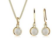 Elli Schmuckset Mondstein Weiß 925 Sterling Silber vergoldet