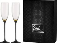 Eisch Germany Sektglas Champagner Exklusiv, Kristallglas, Echtgoldauflage, Teilveredelung in Steinoptik, 180 ml, 2-teilig