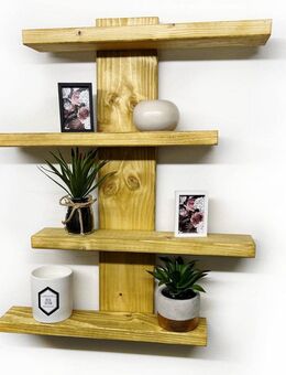 Wandregal - Massivholz 4 Regalenöden Hängeregal Handmade - Schweberegal, Holzregal Ideal für Wohnzimmer, Schlafzimmer, Kinderzimmer, Küche und Badezimmer inkl. Montage-Set - Kaufbeuren
