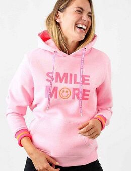 Zwillingsherz Hoodie "Smile More" miz fröhlicher Stickerei und Neonbündchen