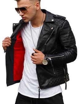 behype Lederimitatjacke FADELY im Biker-Stil
