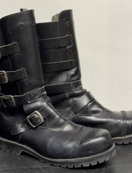 Motorrad Leder Stiefel Punk Gothic Boots mit Schnallen Gr44 - Köln
