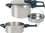 Elo Schnellkochtopf Praktika Plus XL, Edelstahl 18/8 (Set, 5-tlg), Dampfkochtopf, Ø 22 cm, Induktion