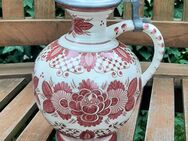 Ulmer Keramik Weinkrug mit Zinndeckel Kanne Blumendekor - Nürnberg