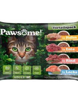 Sparpaket Pawsome Adult Cat 8 x 85 g - Mix (4 Sorten)