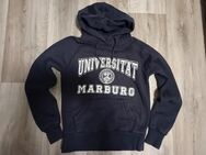 Universität Marburg Pullover Kapuze S Dunkelblau Weiß Print - Lohra